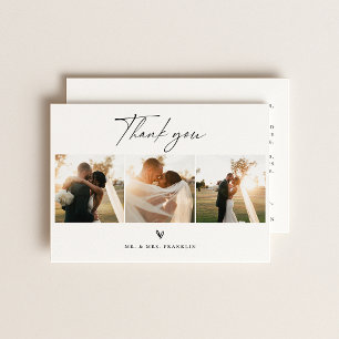 Tarjeta De Agradecimiento Foto de boda con letra boho moderna