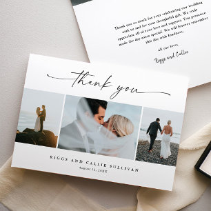 Tarjeta De Agradecimiento Foto de boda con letra manuscrita elegante