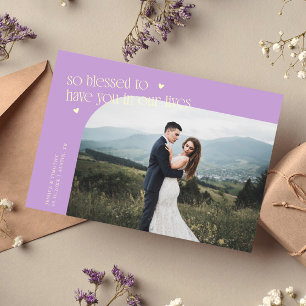 Tarjeta De Agradecimiento Foto de boda con limonero glicina tan bendita