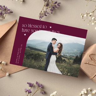 Tarjeta De Agradecimiento Foto de boda de arándano tan bendecida