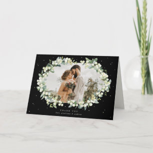 Tarjeta De Agradecimiento Foto de boda de Black Snowberry y Eucalyptus
