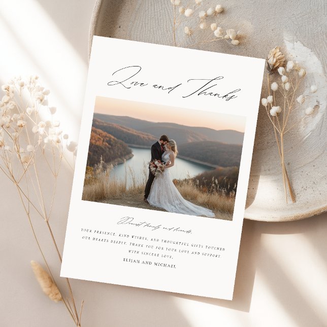 Tarjeta De Agradecimiento Foto de Boda de Boho con guión moderno (Subido por el creador)
