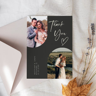 Tarjeta De Agradecimiento Foto de Boda de carbón vegetal de doble arco