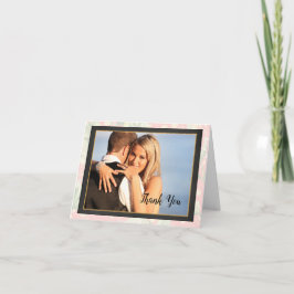 Tarjeta De Agradecimiento Foto de boda de coral floral gracias