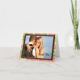 Tarjeta De Agradecimiento Foto de boda de coral floral gracias