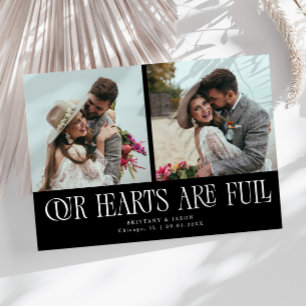 Tarjeta De Agradecimiento Foto de boda de corazón negro lleno