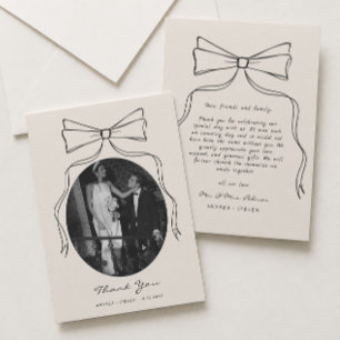 Tarjeta De Agradecimiento Foto de boda de dinero viejo blanco y negro con ar