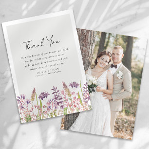 Tarjeta De Agradecimiento Foto de boda de flor silvestre
