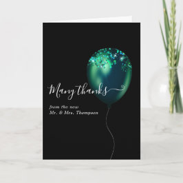 Tarjeta De Agradecimiento Foto de Boda de globo de Confetti verde esmeralda