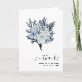 Tarjeta De Agradecimiento Foto de boda de Hortensia Azul y Lavanda Claro