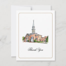 Tarjeta De Agradecimiento Foto de boda de iglesia en acuarela