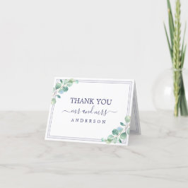 Tarjeta De Agradecimiento Foto de Boda de la frontera azul de la Marina Verd