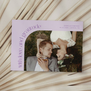 Tarjeta De Agradecimiento Foto de boda de lila de amor y gratitud