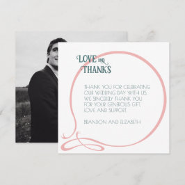 Tarjeta De Agradecimiento Foto de Boda de mariposa rosa de estilo Art Nouvea