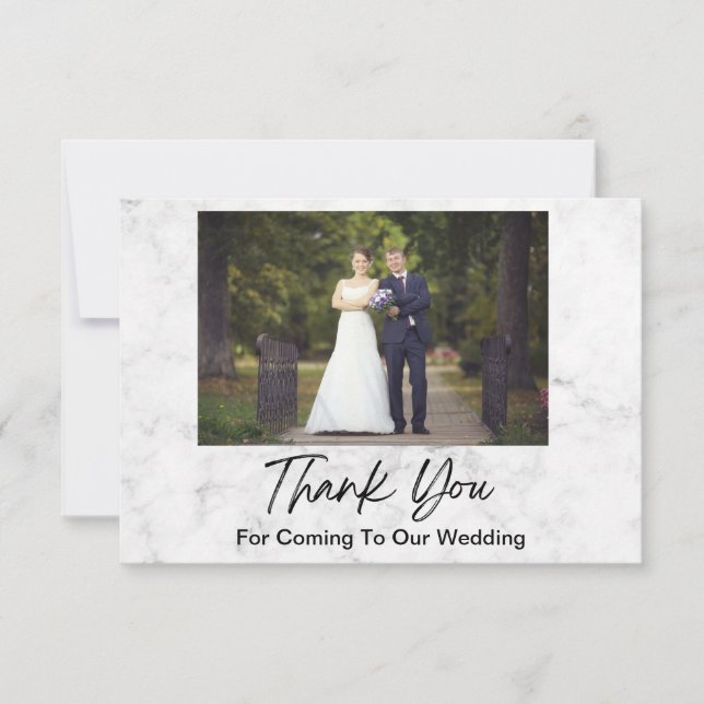 Tarjeta De Agradecimiento Foto de Boda de mármol blanco (Anverso)