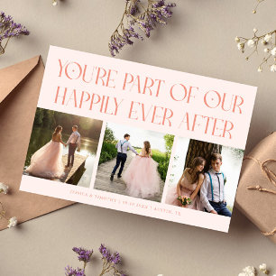 Tarjeta De Agradecimiento Foto de boda de melocotón feliz para siempre