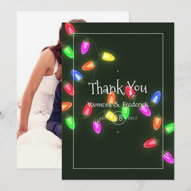 Tarjeta De Agradecimiento Foto de boda de Navidad (Anverso / Reverso)
