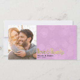 Tarjeta De Agradecimiento Foto de Boda de Oro Rosa Amor y Gracias Gracias