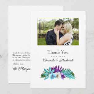 Tarjeta De Agradecimiento Foto de boda de orquídea tropical