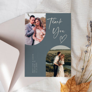 Tarjeta De Agradecimiento Foto de Boda de pizarra de doble arco