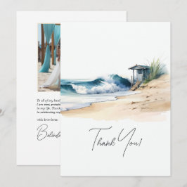 Tarjeta De Agradecimiento Foto de Boda de Playa con Estilo Costero