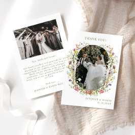 Tarjeta De Agradecimiento Foto de boda de pradera silvestre caprichosa