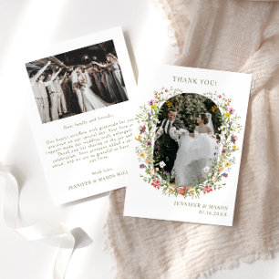 Tarjeta De Agradecimiento Foto de boda de pradera silvestre caprichosa