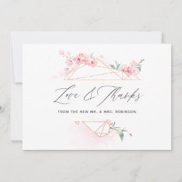 Tarjeta De Agradecimiento Foto de boda de primavera con flor de cerezo rosa