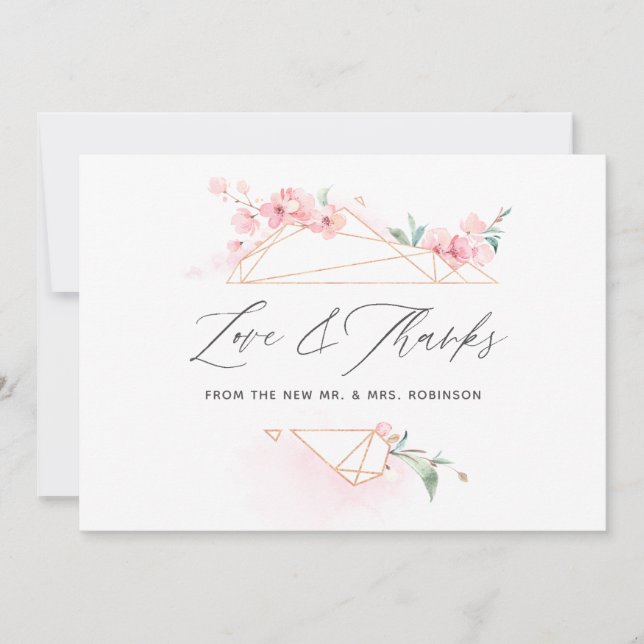 Tarjeta De Agradecimiento Foto de boda de primavera con flor de cerezo rosa (Anverso)