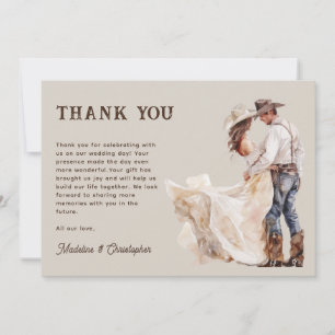 Tarjeta De Agradecimiento Foto de boda de rancho occidental boho