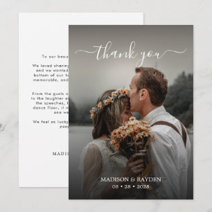 Tarjeta De Agradecimiento Foto de Boda de sobreimpresión de script simple