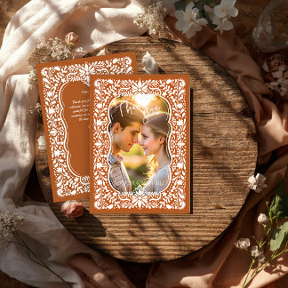 Tarjeta De Agradecimiento foto de boda de terracota Talavera mexicana