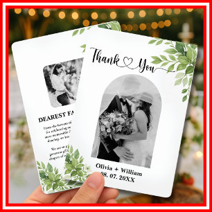 Tarjeta De Agradecimiento Foto de boda de verde salvia con eucalipto