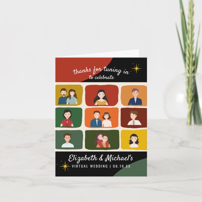 Tarjeta De Agradecimiento Foto de Boda de vídeo virtual de estilo cubano a m