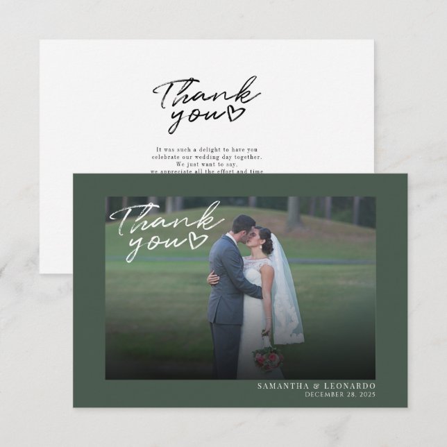 Tarjeta De Agradecimiento Foto de boda elegante moderna (Anverso / Reverso)