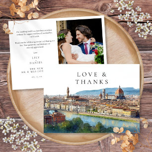 Tarjeta De Agradecimiento Foto de boda en acuarela de Florencia Italia