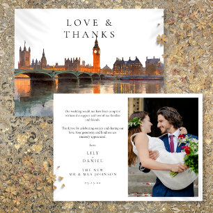Tarjeta De Agradecimiento Foto de boda en acuarela de Londres