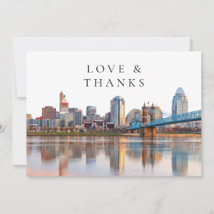 Tarjeta De Agradecimiento Foto de boda en acuarela del horizonte de Cincinna