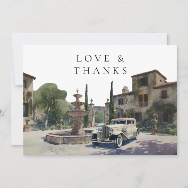 Tarjeta De Agradecimiento Foto de boda en finca campestre elegante y antigua (Anverso)