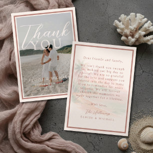 Tarjeta De Agradecimiento Foto de boda en la playa de la isla de la puesta d