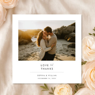 Tarjeta De Agradecimiento Foto de boda en la playa destino atardecer románti