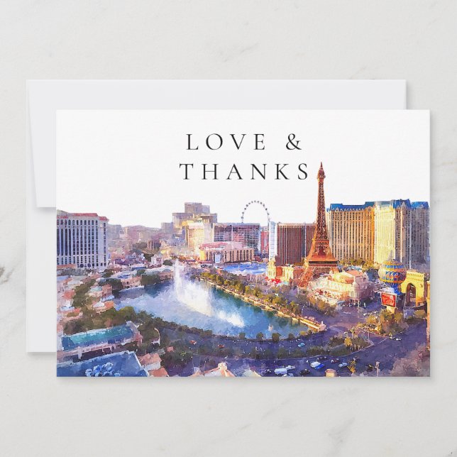 Tarjeta De Agradecimiento Foto de boda en Las Vegas Nevada (Anverso)