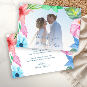 Tarjeta De Agradecimiento Foto de boda en playa tropical