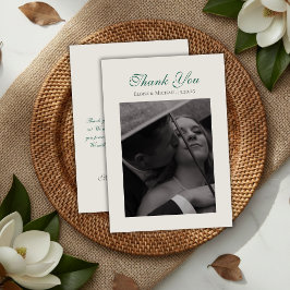 Tarjeta De Agradecimiento Foto de boda en verde salvia moderno