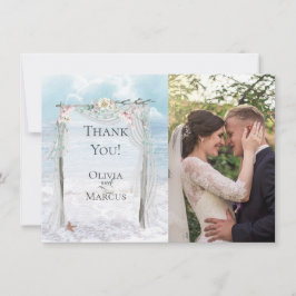 Tarjeta De Agradecimiento Foto de Boda | Enramada Elegante de Madera Flotant