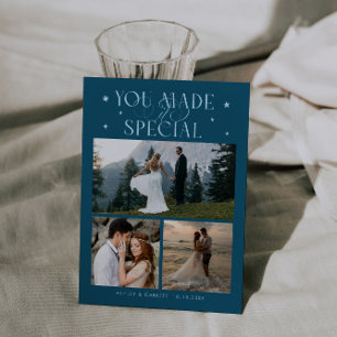 Tarjeta De Agradecimiento Foto de boda especial en azul turquesa "Lo Hiciste
