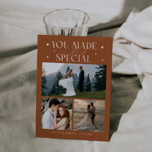 Tarjeta De Agradecimiento Foto de boda especial en terracota "Lo Hiciste Esp