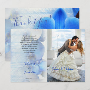 Tarjeta De Agradecimiento Foto de boda floral de orquídea azul tropical mode