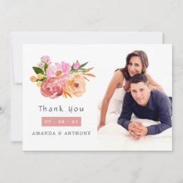 Tarjeta De Agradecimiento Foto de boda floral de primavera pastel