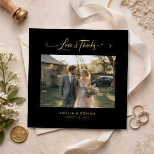 Tarjeta De Agradecimiento Foto de boda formal con guión clásico en formato c